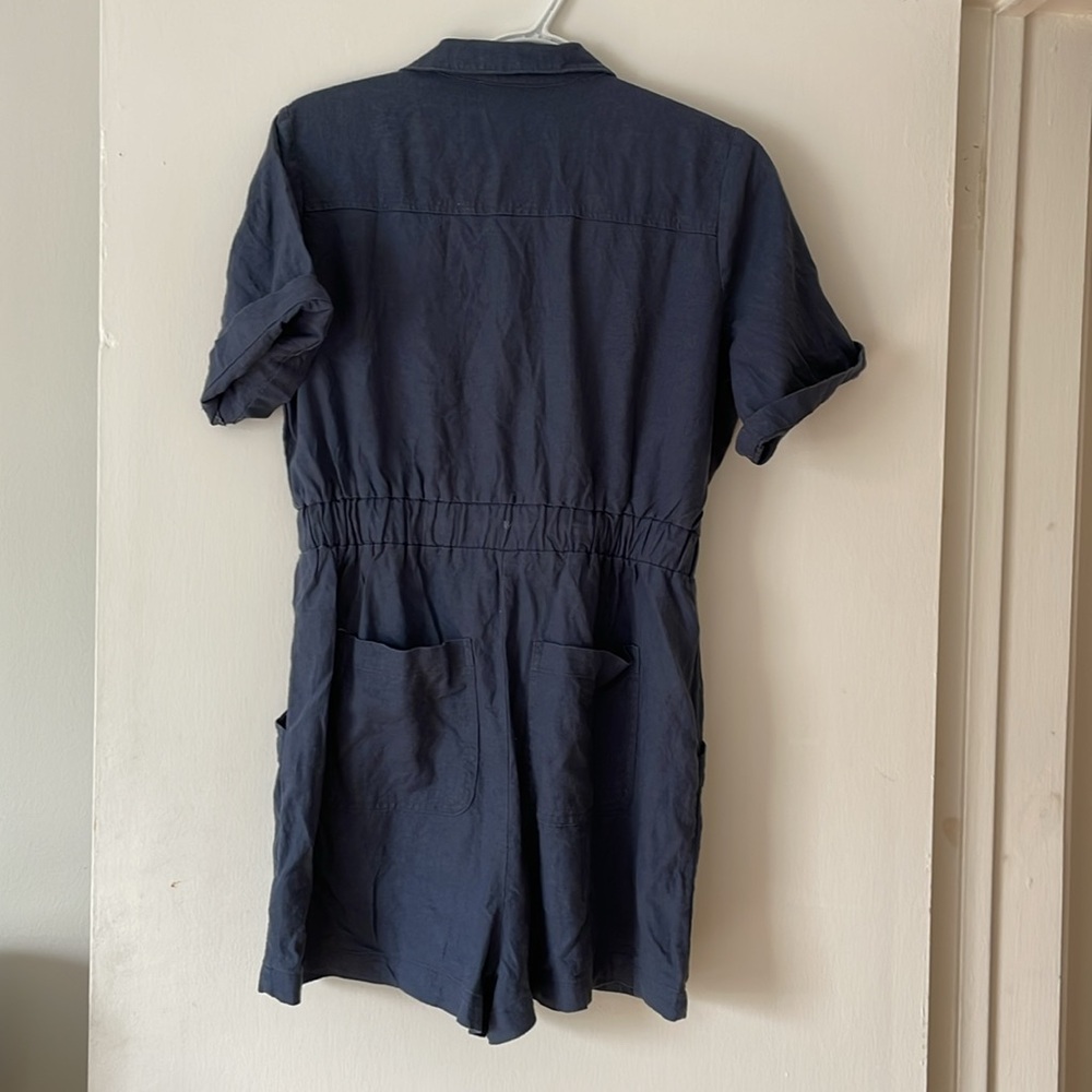 Blue Button-Up Romper - Picture 4 of 6